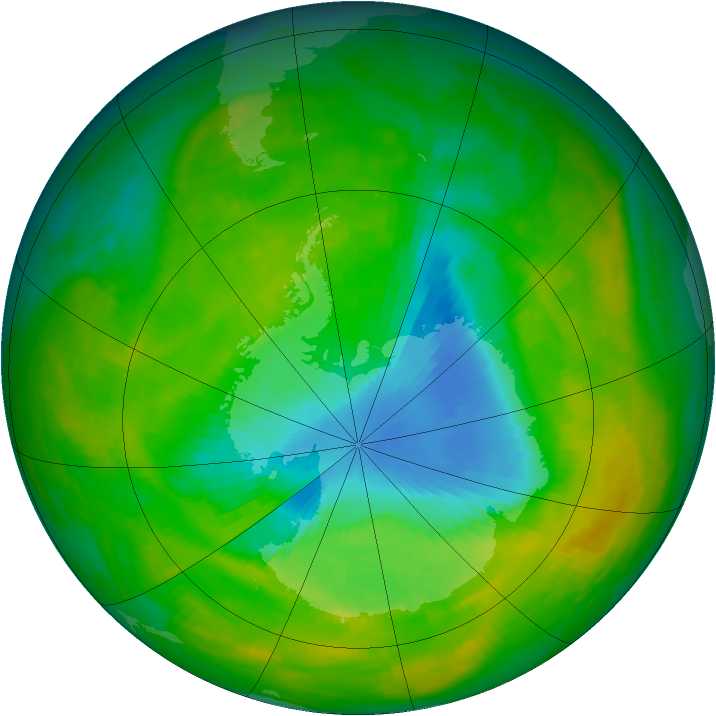 Antarctic ozone map for 30 November 1984